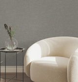 York Wallcoverings Terrene Charcoal Faux Linen Wallpaper