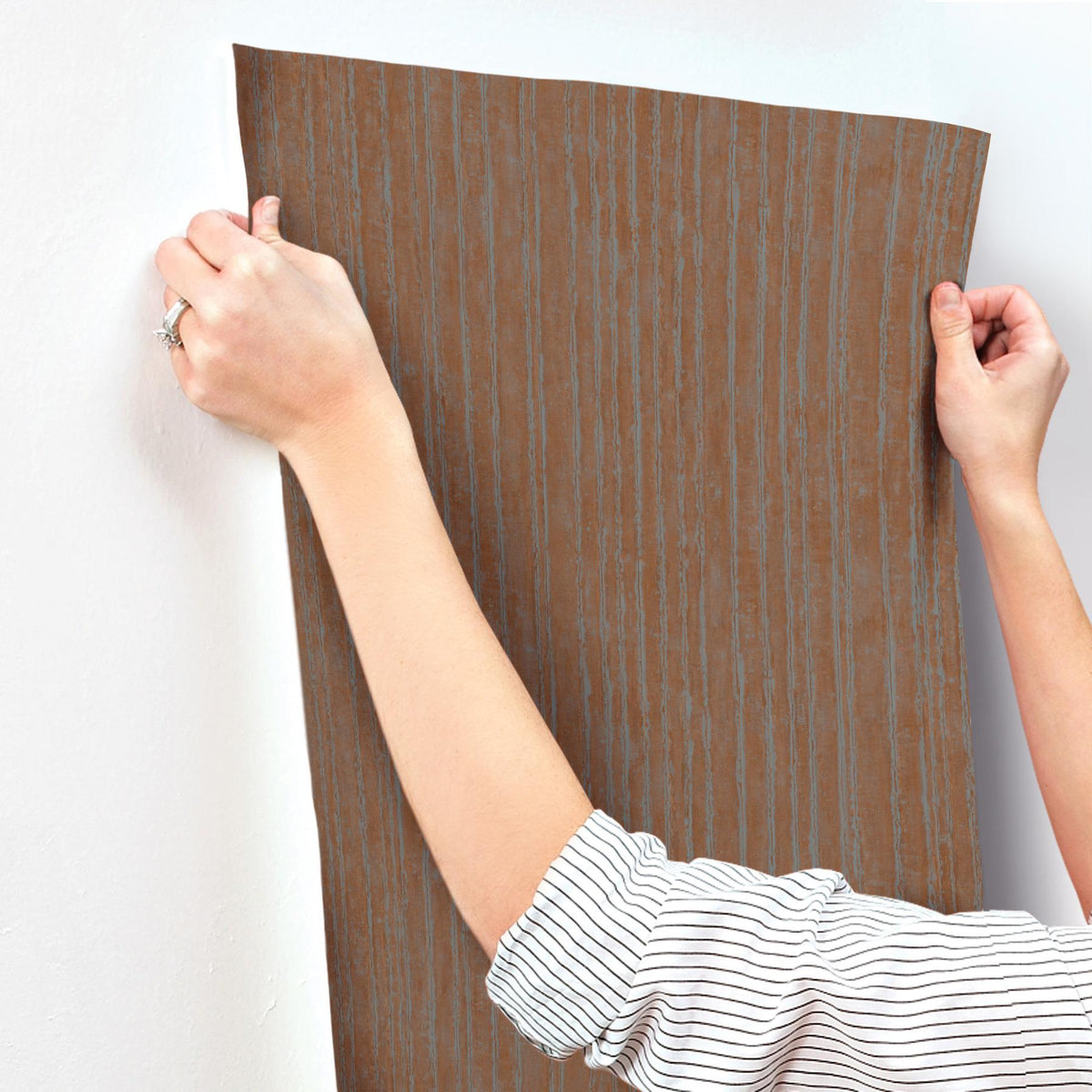 York Wallcoverings Precious Metal Copper Corrugated Wallpaper