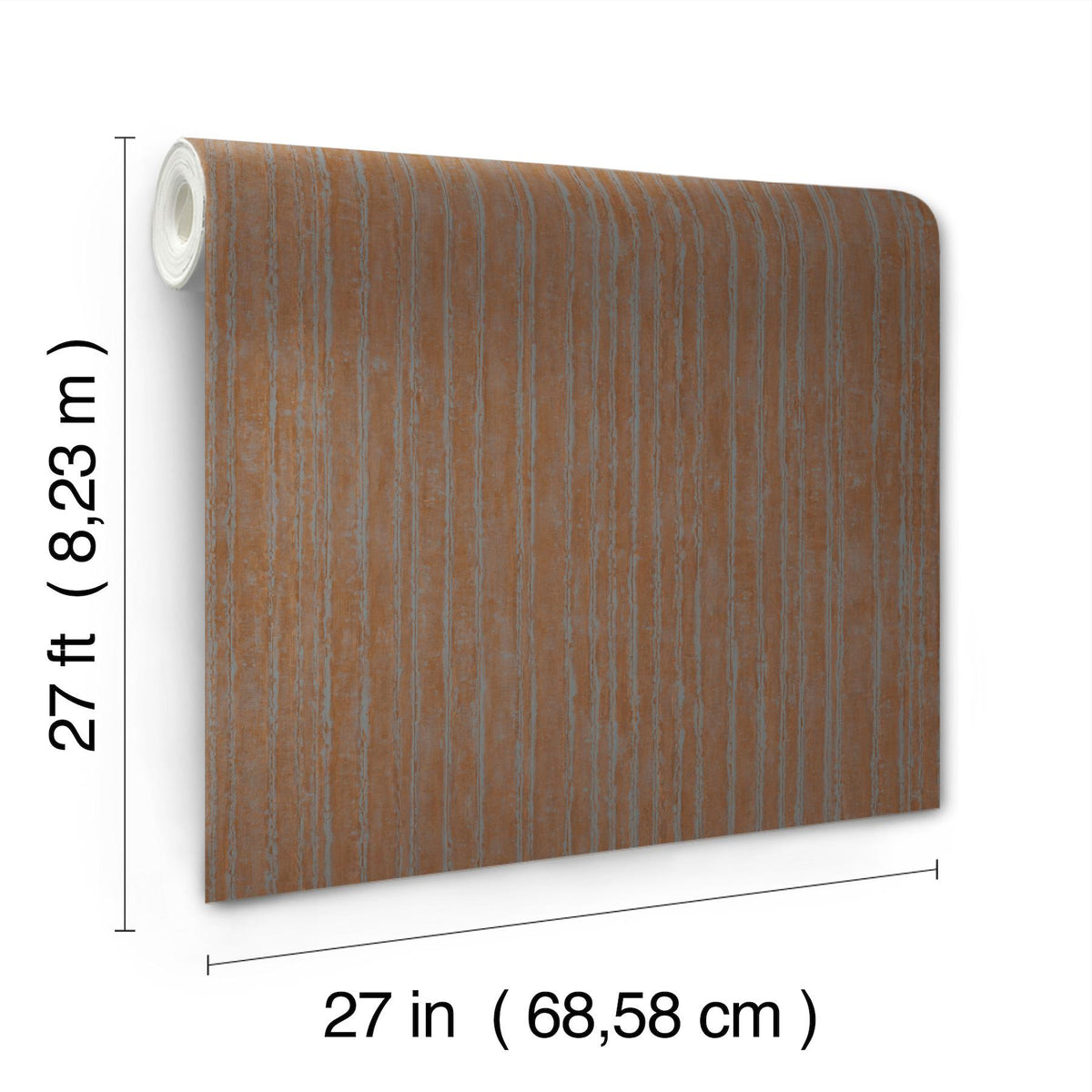 York Wallcoverings Precious Metal Copper Corrugated Wallpaper