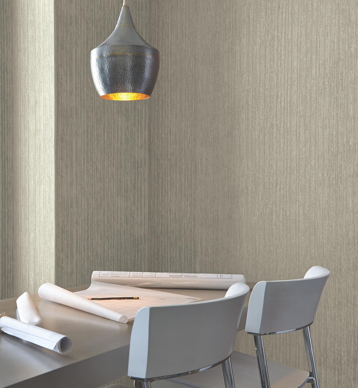 York Wallcoverings Precious Metal Taupe Corrugated Wallpaper