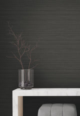 York Wallcoverings Down To Earth Charcoal Striated Wallpaper