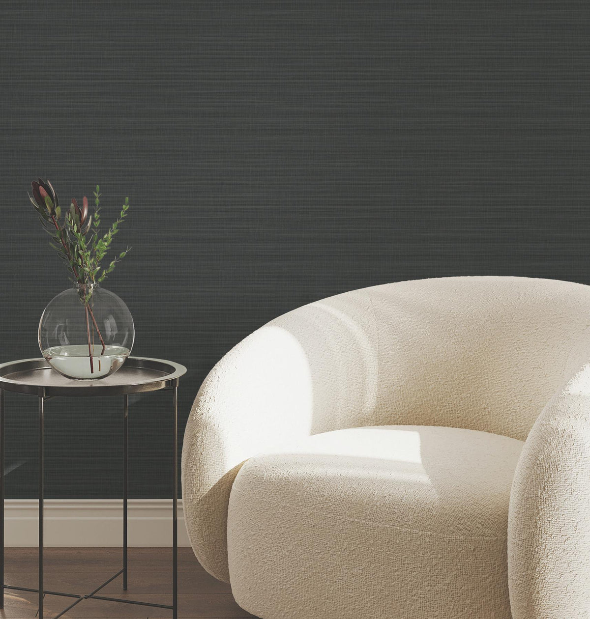 York Wallcoverings Down To Earth Charcoal Striated Wallpaper