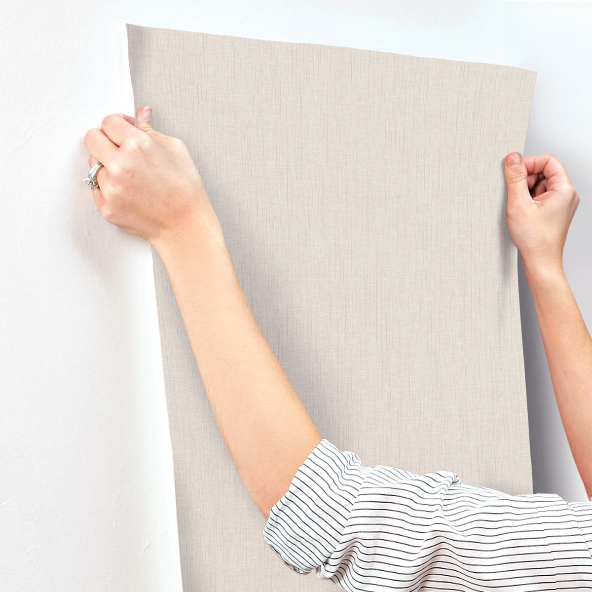 York Wallcoverings Silk Spun Ivory Tactile Stripe Wallpaper