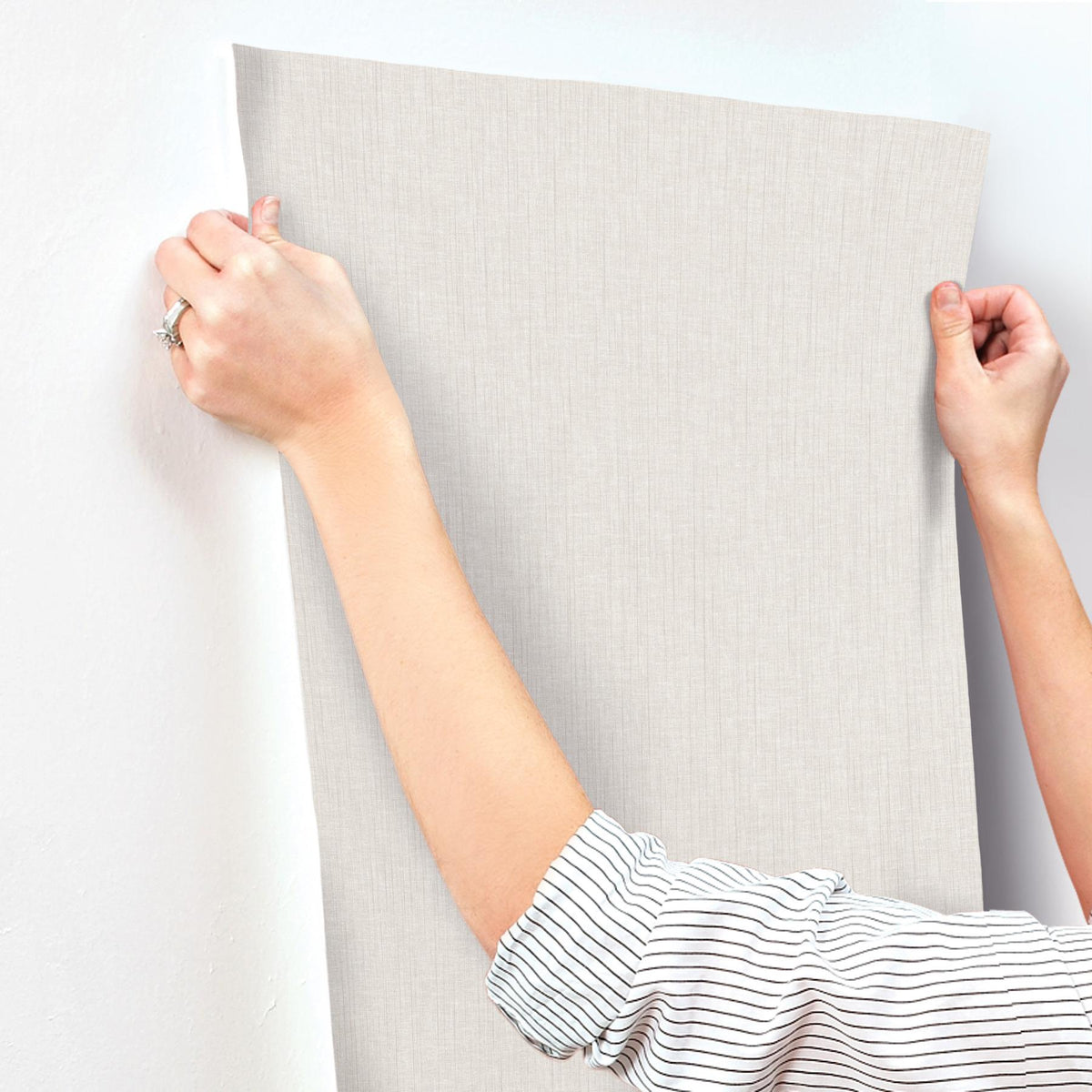 York Wallcoverings Silk Spun Pearl Tactile Stripe Wallpaper