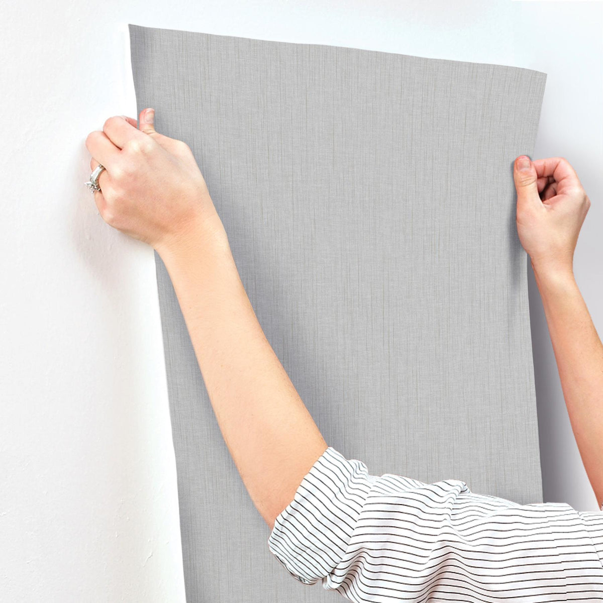 York Wallcoverings Silk Spun Light Grey Tactile Stripe Wallpaper