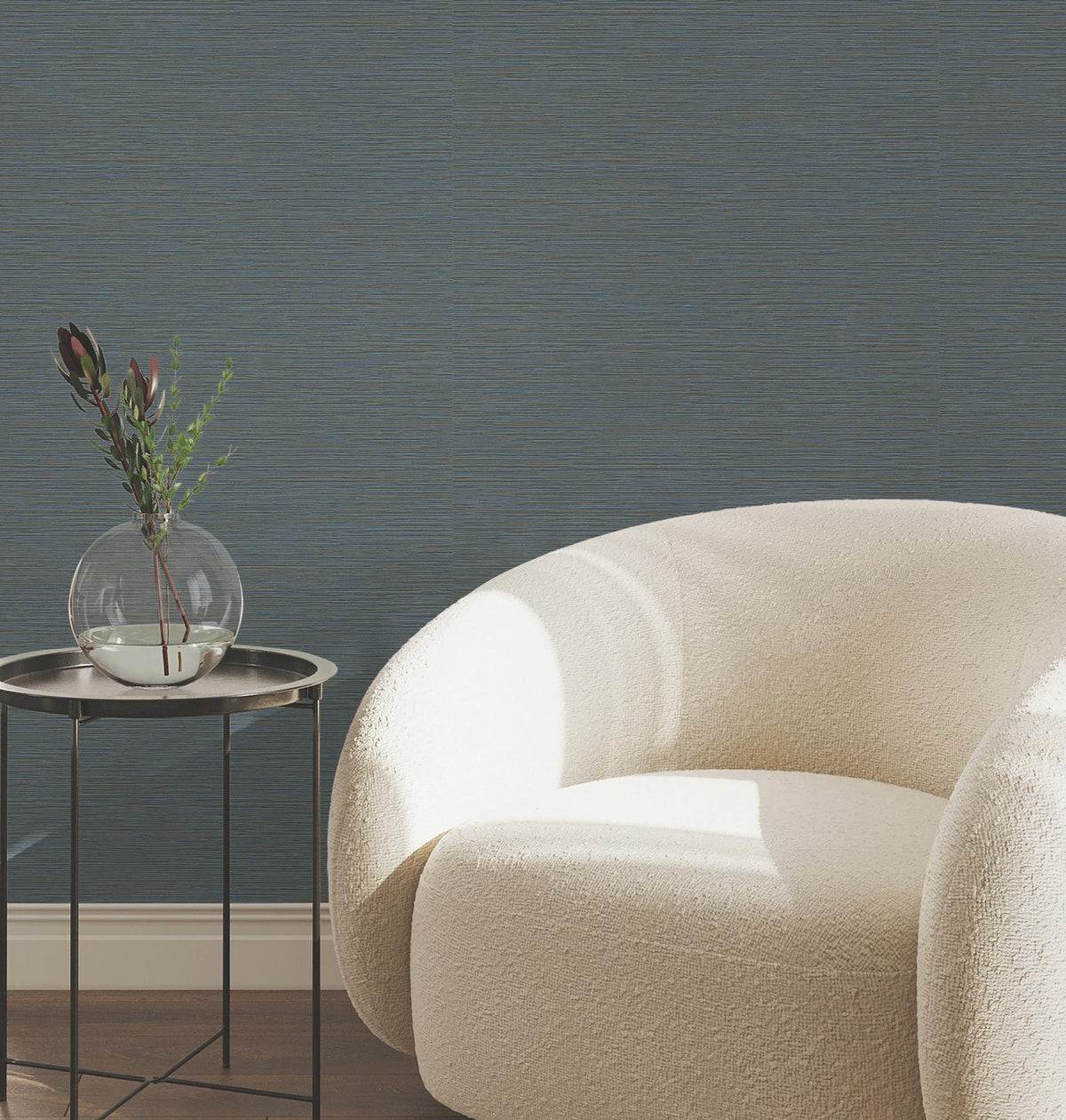 York Wallcoverings Oasis Dark Blue Faux Grasscloth Wallpaper