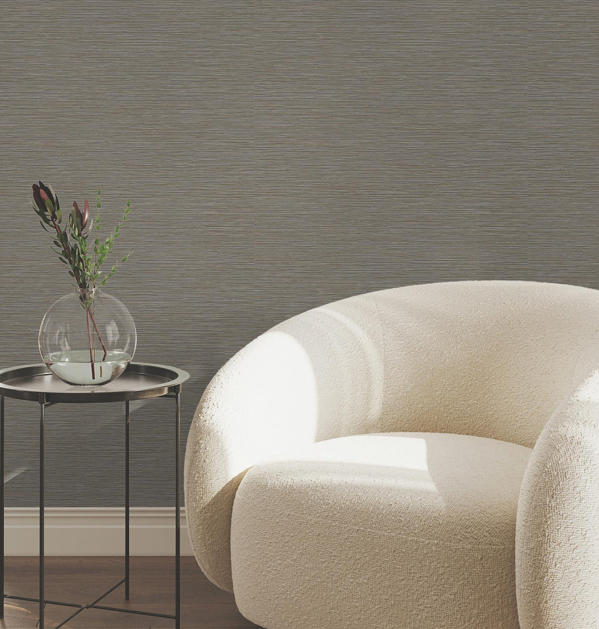 York Wallcoverings Oasis Charcoal Faux Grasscloth Wallpaper