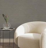 York Wallcoverings Oasis Charcoal Faux Grasscloth Wallpaper