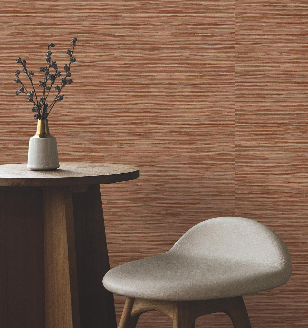 York Wallcoverings Oasis Rust Faux Grasscloth Wallpaper