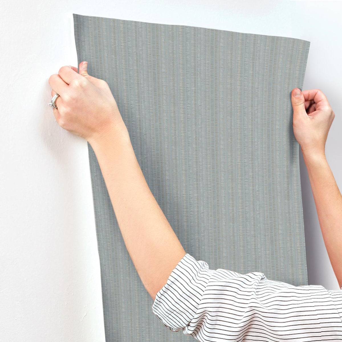 York Wallcoverings Line In The Sand Light Blue Woven Stripe Wallpaper