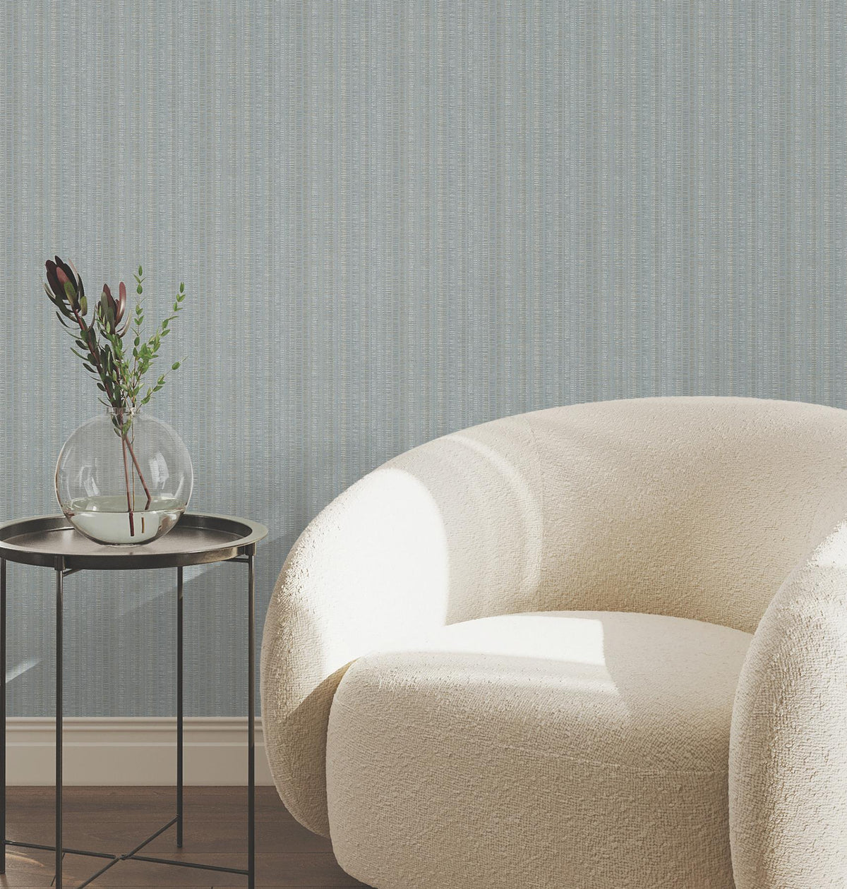 York Wallcoverings Line In The Sand Light Blue Woven Stripe Wallpaper
