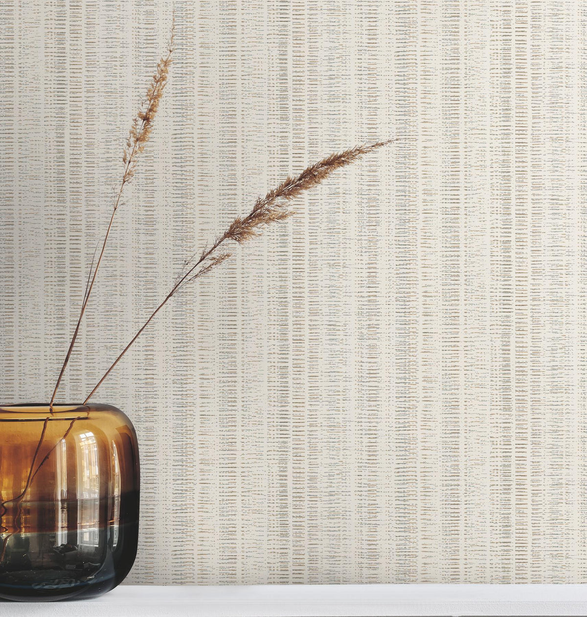 York Wallcoverings Line In The Sand Off-White Woven Stripe Wallpaper