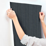 York Wallcoverings Line In The Sand Indigo Woven Stripe Wallpaper