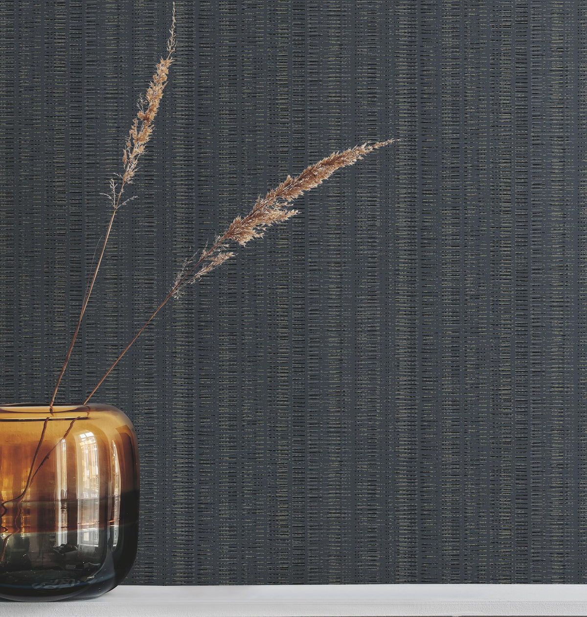 York Wallcoverings Line In The Sand Indigo Woven Stripe Wallpaper