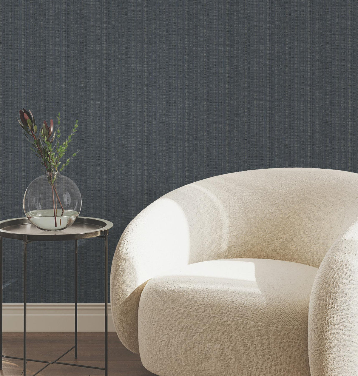 York Wallcoverings Line In The Sand Indigo Woven Stripe Wallpaper