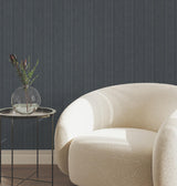 York Wallcoverings Line In The Sand Indigo Woven Stripe Wallpaper