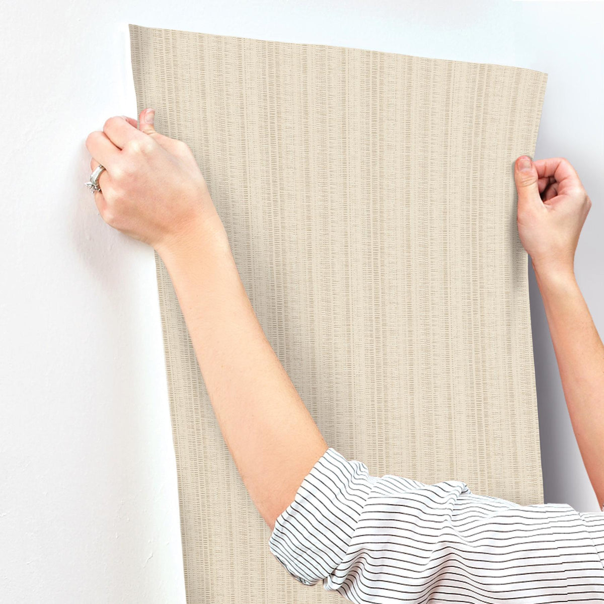 York Wallcoverings Line In The Sand Ash Woven Stripe Wallpaper