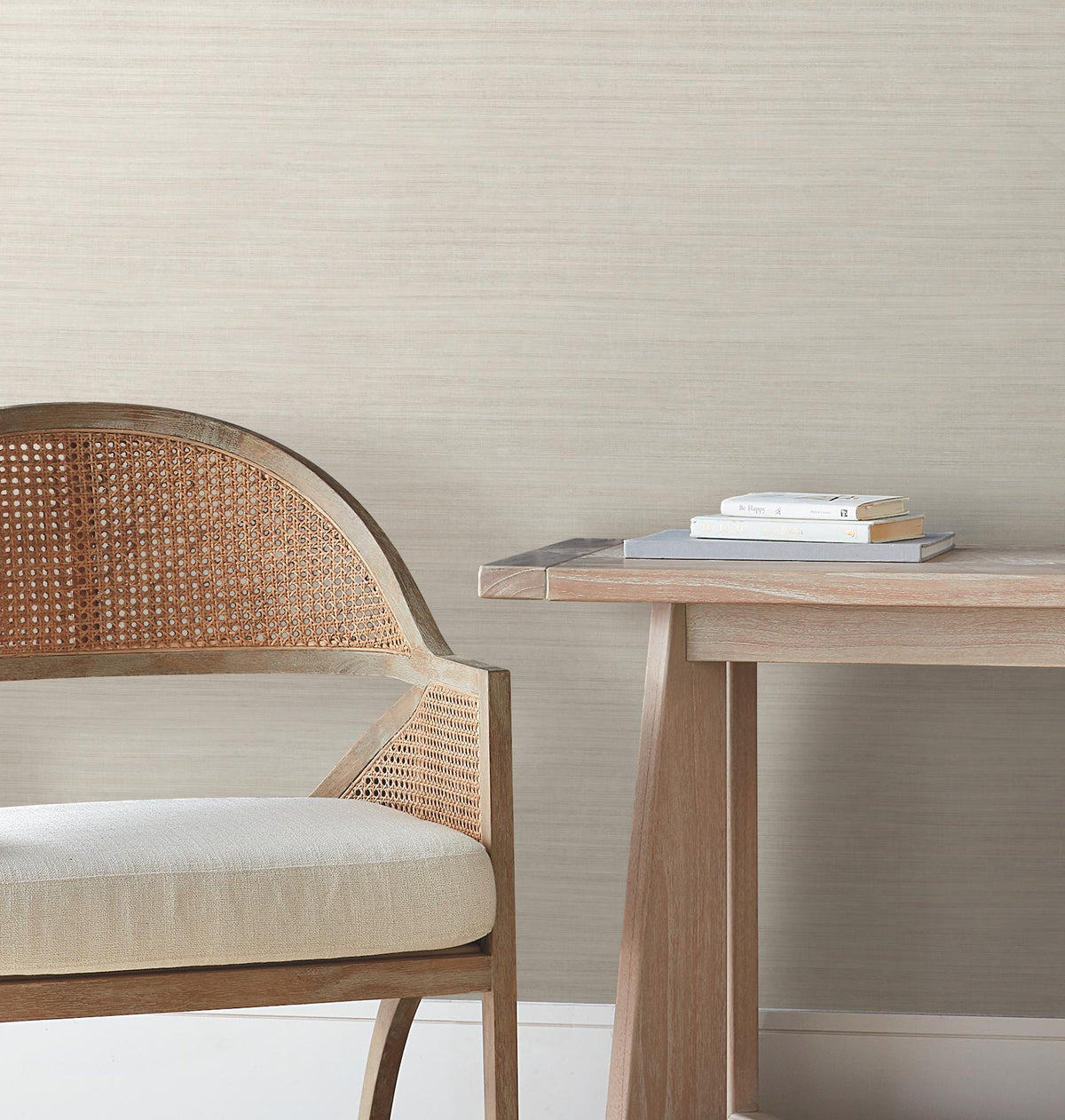 York Wallcoverings Silk Essence Cream Faux Fabric Wallpaper
