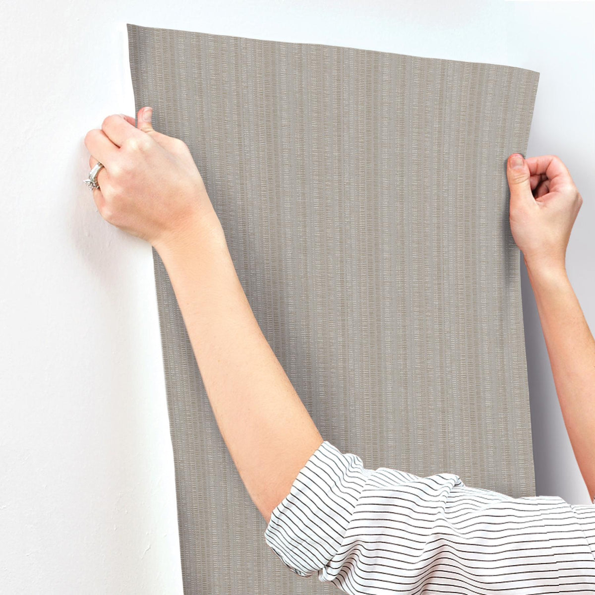 York Wallcoverings Line In The Sand Taupe Woven Stripe Wallpaper
