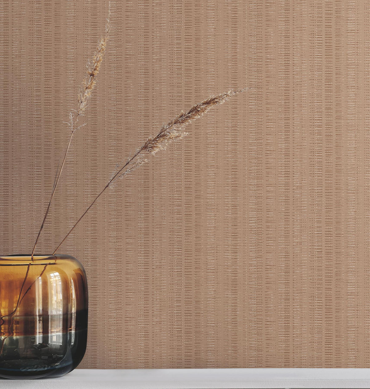 York Wallcoverings Line In The Sand Salmon Woven Stripe Wallpaper
