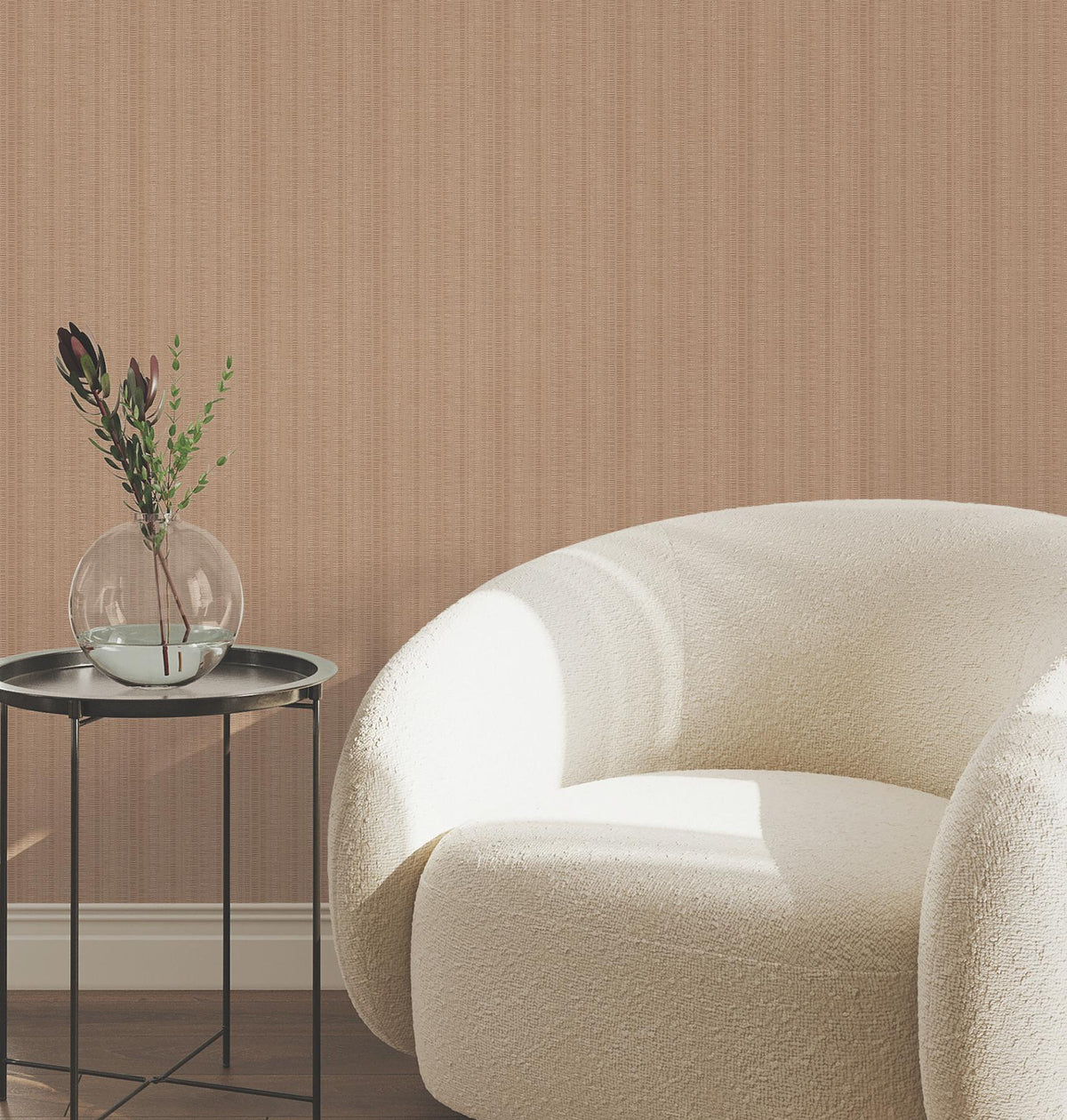 York Wallcoverings Line In The Sand Salmon Woven Stripe Wallpaper