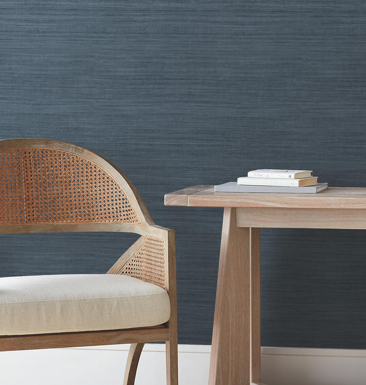 York Wallcoverings Silk Essence Indigo Faux Fabric Wallpaper