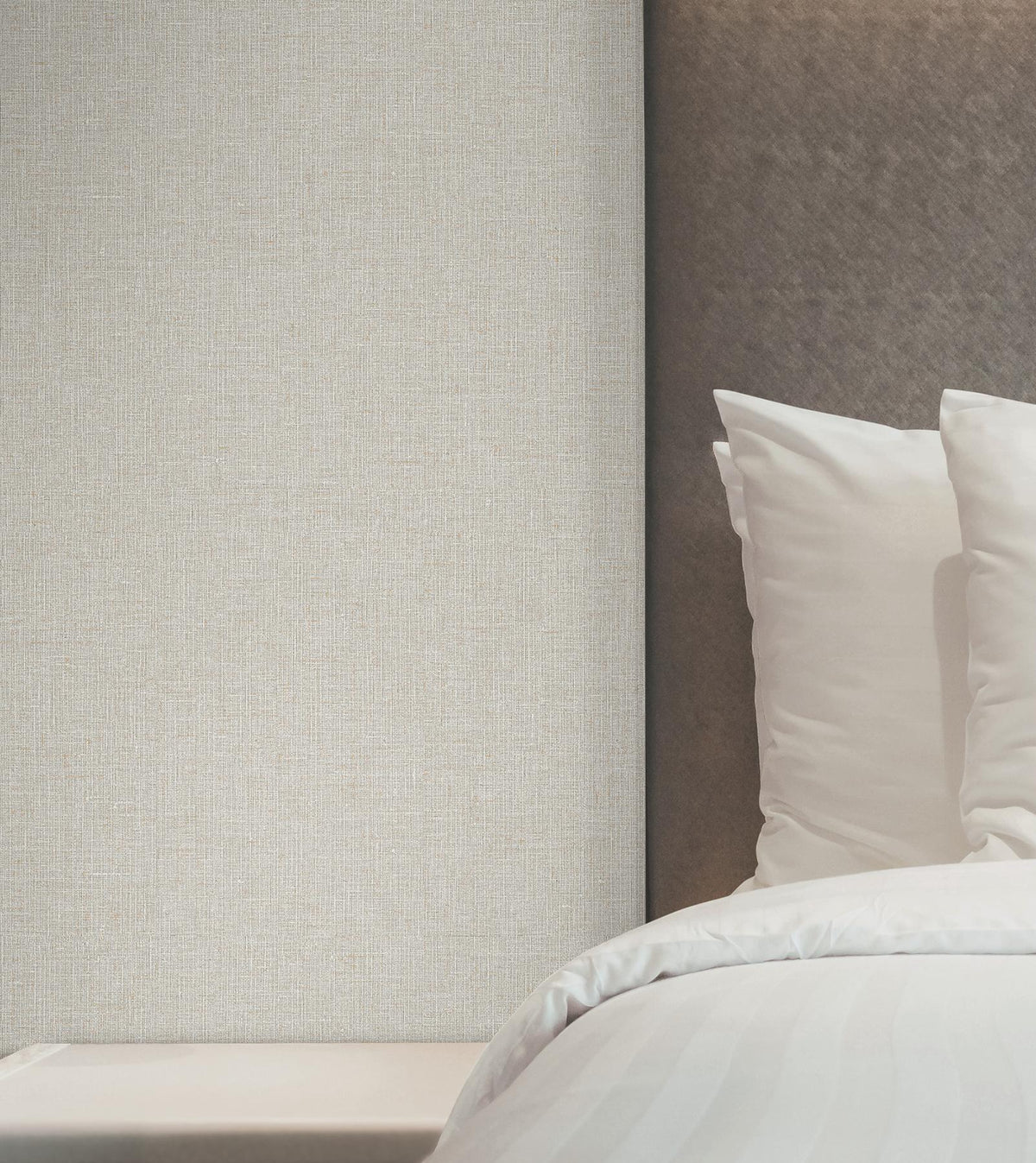 York Wallcoverings Heathered Linen Beige Faux Fabric Wallpaper
