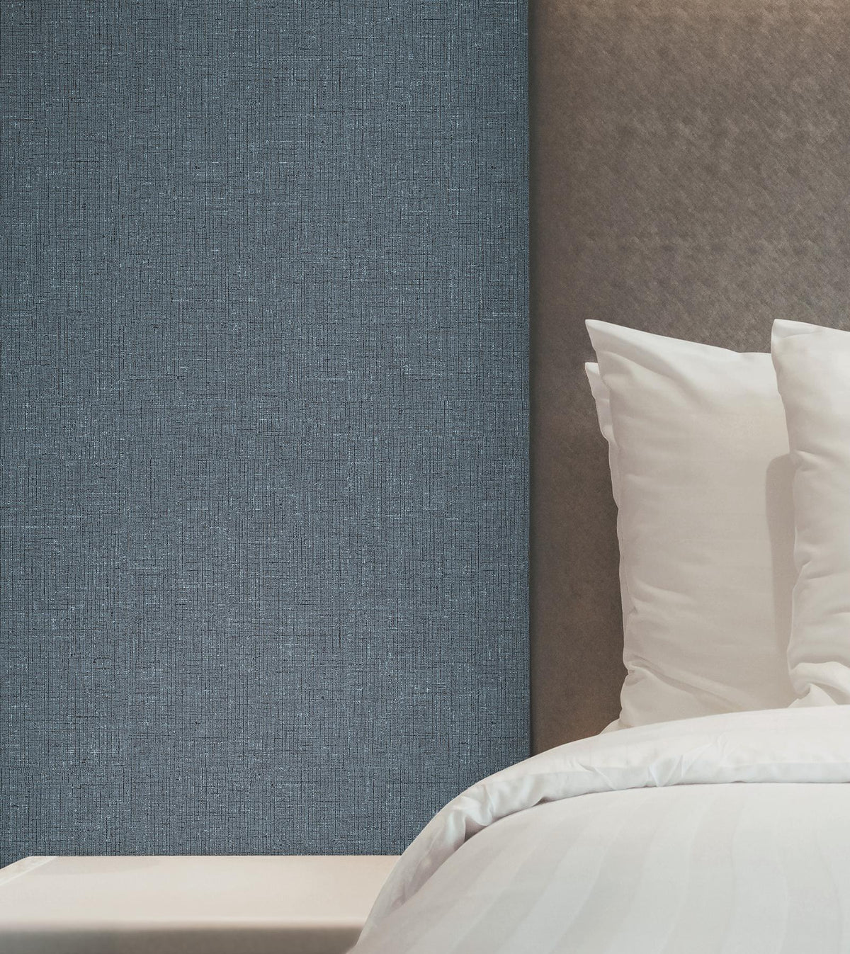 York Wallcoverings Heathered Linen Indigo Faux Fabric Wallpaper