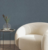 York Wallcoverings Heathered Linen Indigo Faux Fabric Wallpaper