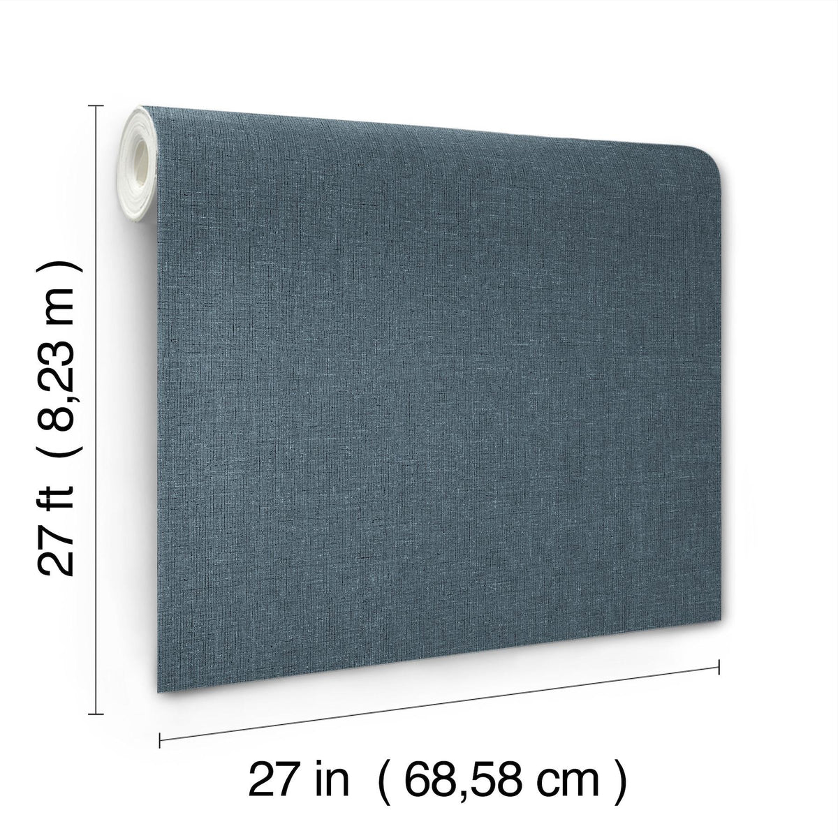 York Wallcoverings Heathered Linen Indigo Faux Fabric Wallpaper