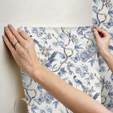 Waverly Aviary Garden Blue Peel and Stick Wallpaper