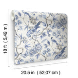 Waverly Aviary Garden Blue Peel and Stick Wallpaper