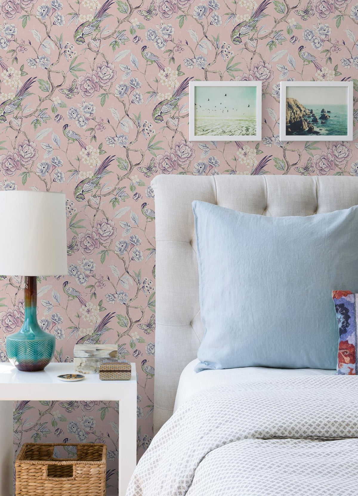 Waverly Aviary Garden Pink Peel and Stick Wallpaper