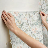Waverly Aviary Garden Aqua Peel and Stick Wallpaper