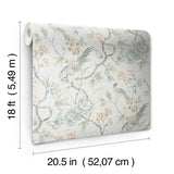 Waverly Aviary Garden Aqua Peel and Stick Wallpaper