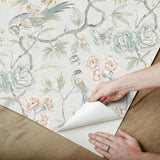 Waverly Aviary Garden Aqua Peel and Stick Wallpaper
