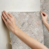 Waverly Aviary Garden Grey Peel and Stick Wallpaper