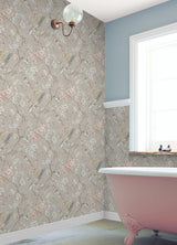 Waverly Aviary Garden Grey Peel and Stick Wallpaper