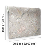 Waverly Aviary Garden Grey Peel and Stick Wallpaper