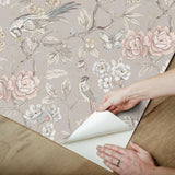 Waverly Aviary Garden Grey Peel and Stick Wallpaper
