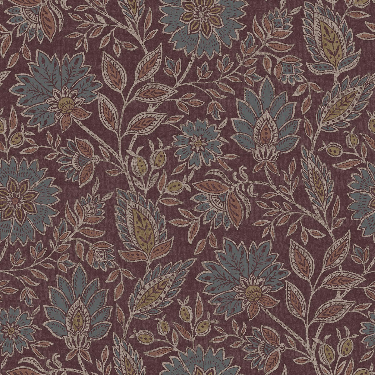 Waverly Indira Aster Maroon Peel and Stick Wallpaper