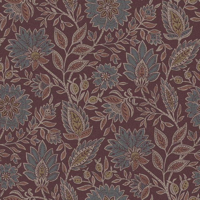 Waverly Indira Aster Maroon Peel and Stick Wallpaper