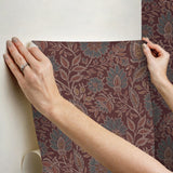Waverly Indira Aster Maroon Peel and Stick Wallpaper