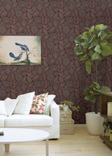 Waverly Indira Aster Maroon Peel and Stick Wallpaper