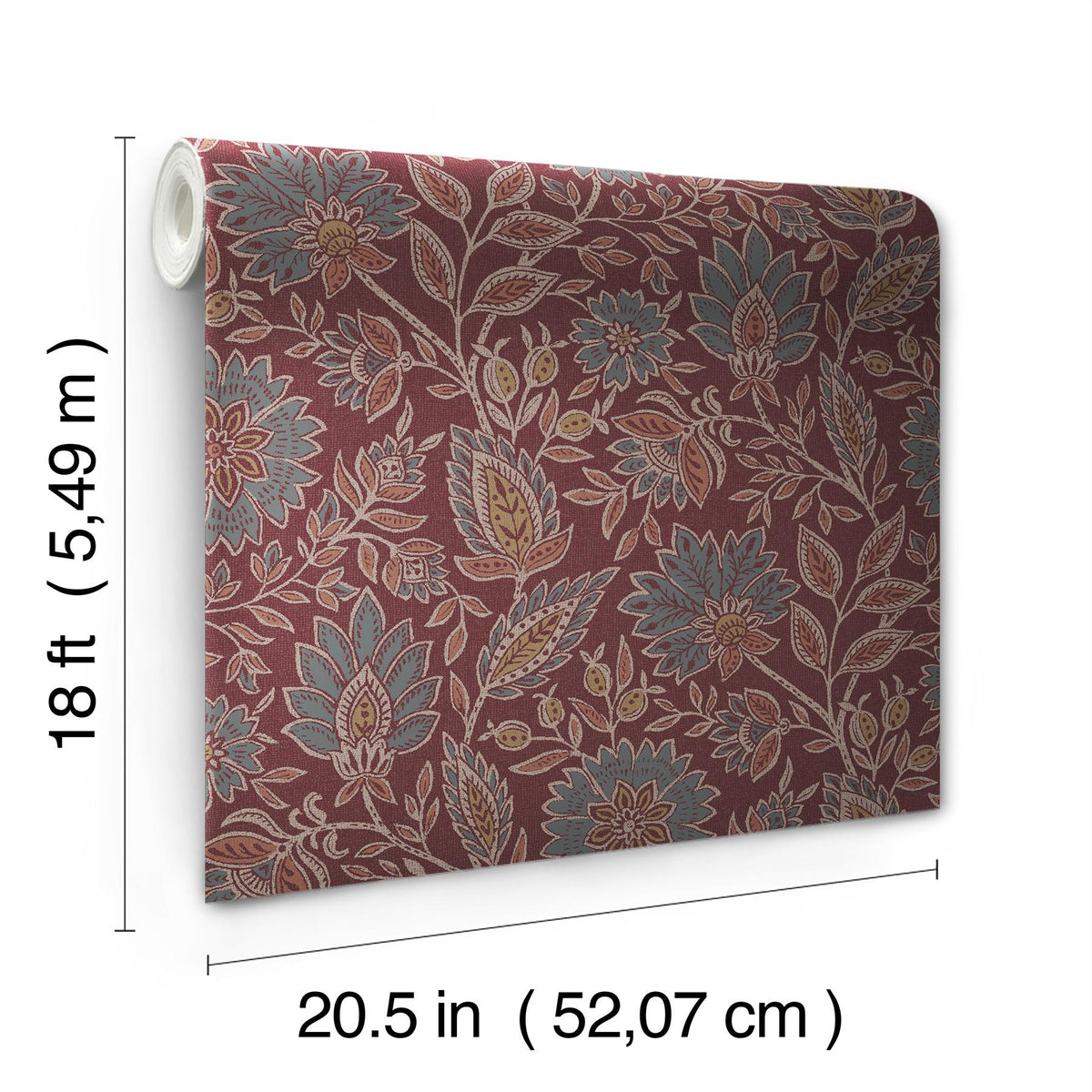 Waverly Indira Aster Maroon Peel and Stick Wallpaper