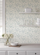 Waverly Winged Serenade Blue Peel and Stick Wallpaper
