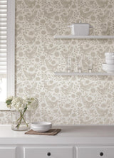 Waverly Winged Serenade Taupe Peel and Stick Wallpaper