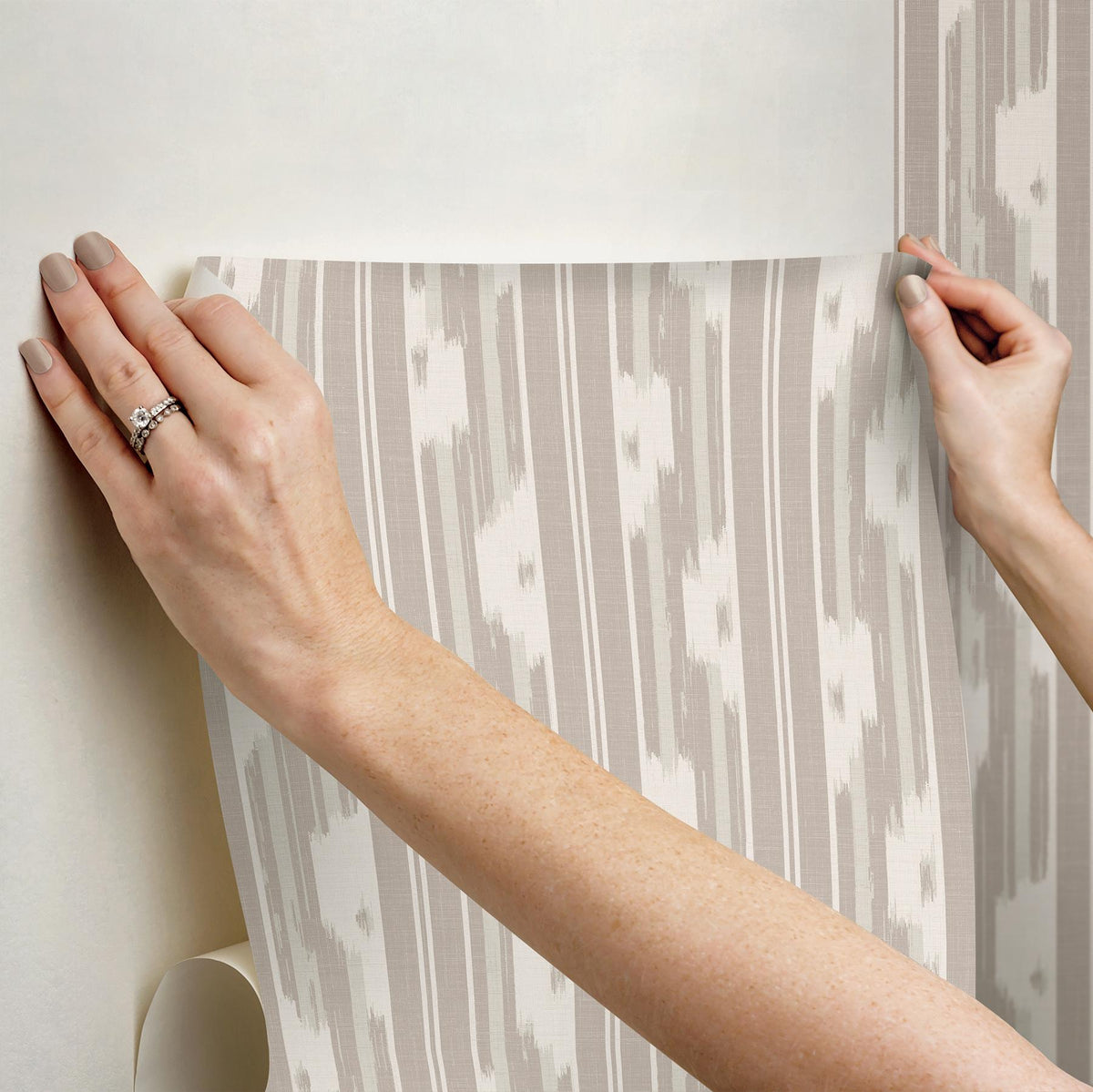 Waverly Ojai Taupe Peel and Stick Wallpaper