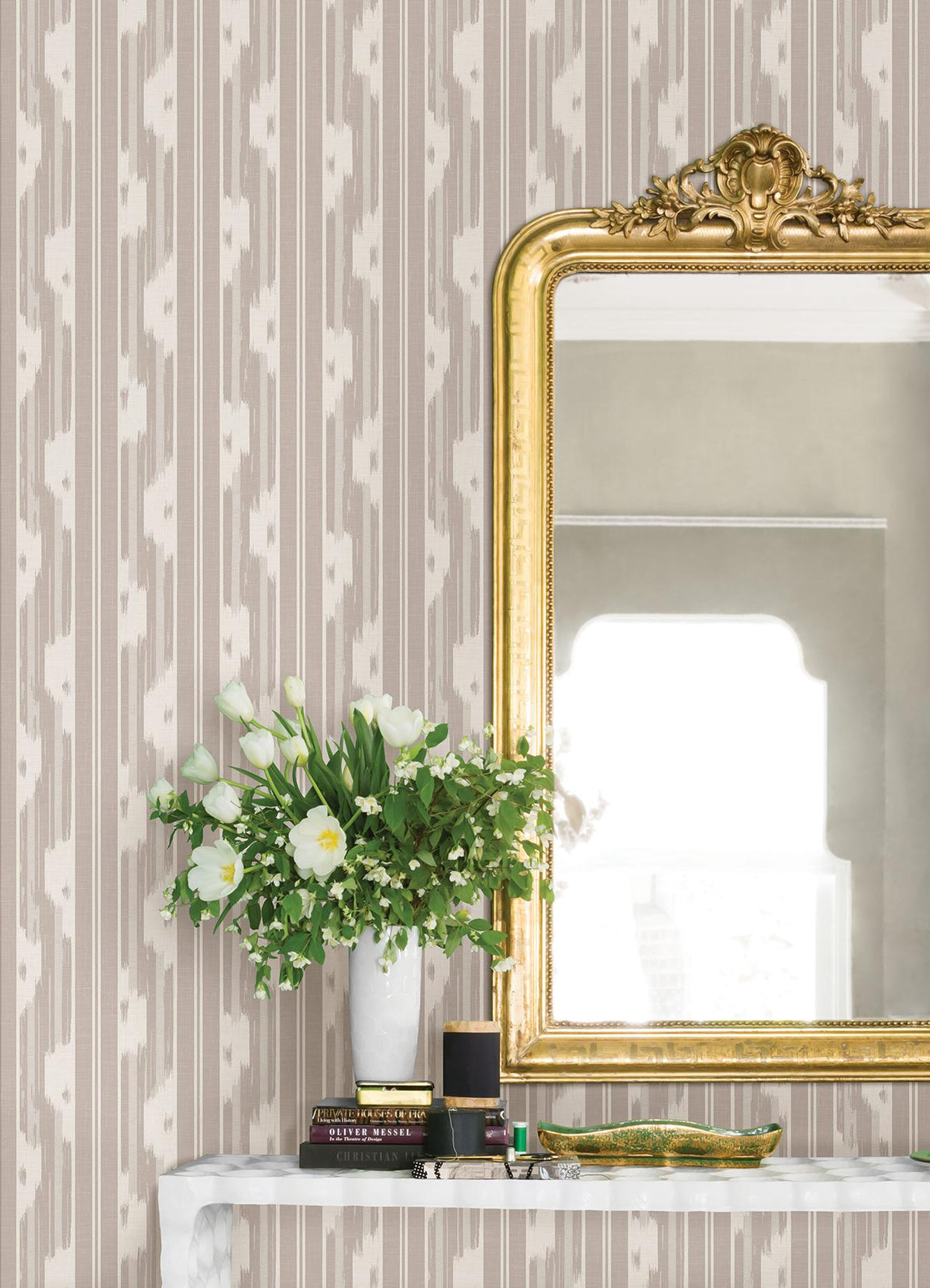 Waverly Ojai Taupe Peel and Stick Wallpaper