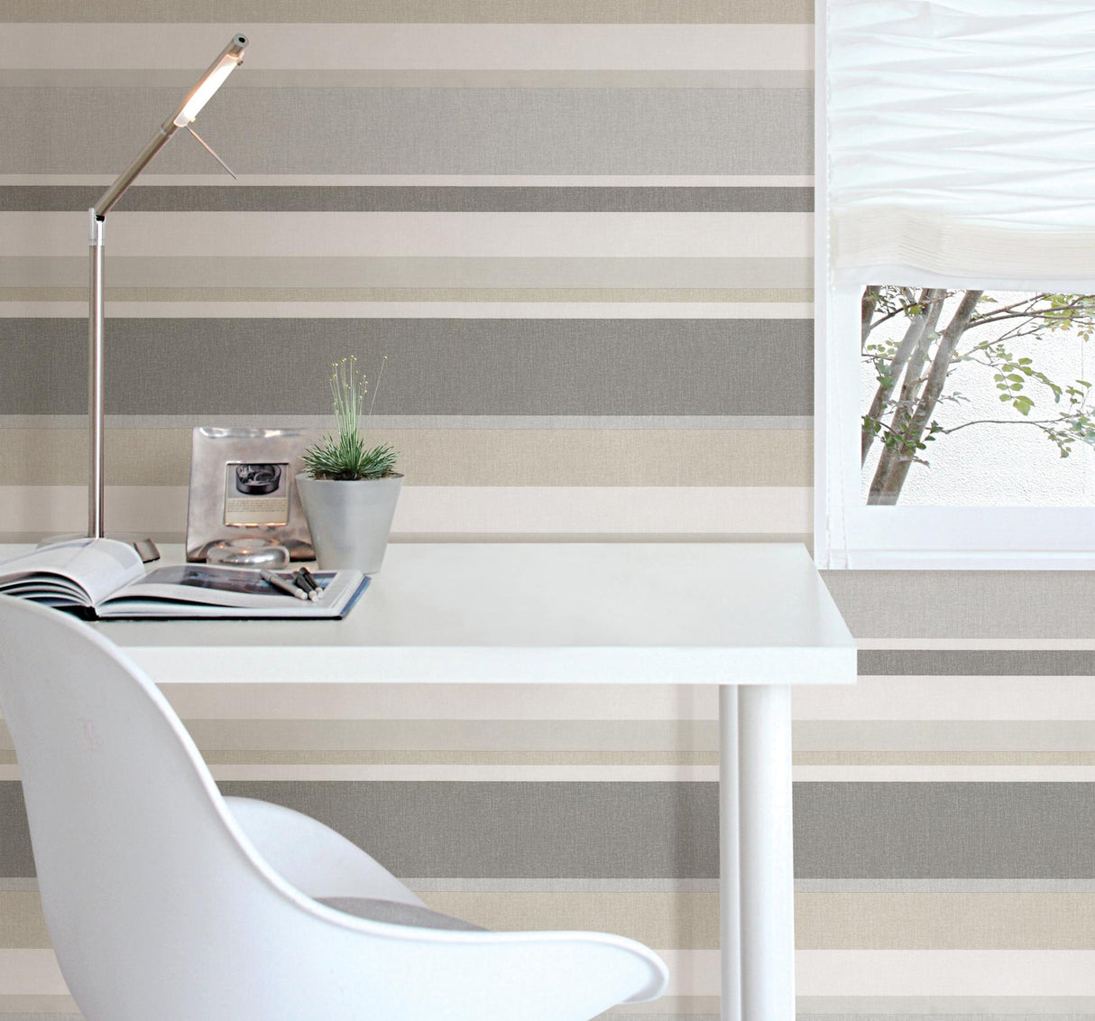 York Raya Beige Linen Stripe Wallpaper